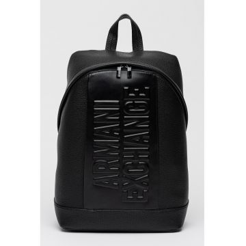 Rucsac de piele ecologica cu logo in relief - Negru