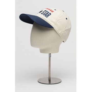 Sapca de bumbac cu logo brodat - Alb murdar/Bleumarin