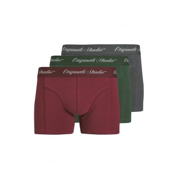 Set de boxeri - 3 perechi - Verde/Rosu inchis/Gri inchis