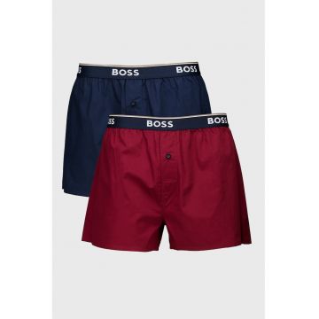 Set de boxeri cu banda logo in talie - 2 perechi - Visiniu/Bleumarin