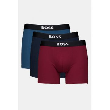 Set de boxeri cu logo One - 3 perechi - Visiniu/Albastru inchis/Albastru ultramarin