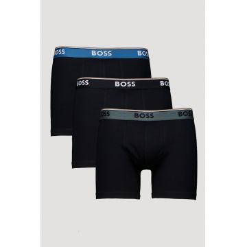 Set de boxeri cu logo Power - 3 perechi - Negru/Albastru