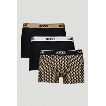 Set de boxeri cu model uni si in carouri - 3 perechi - Negru/Bej