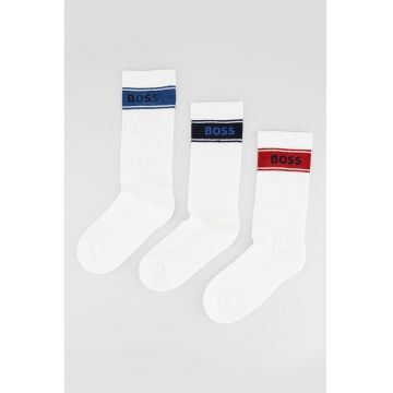 Set de sosete lungi cu detaliu logo - 3 perechi - Alb/Albastru ultramarin/Rosu inchis