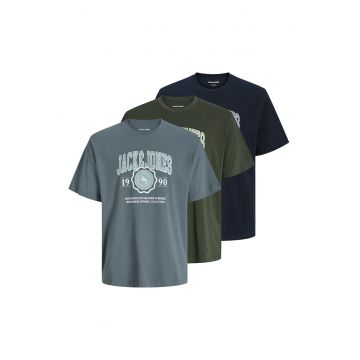 Set de tricouri cu logo - 3 pise - Kaki pal/Albastru