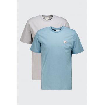 Set de tricouri din bumbac - 2 piese - Albastru lavanda/Gri cenusiu