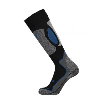 Sosete mid-calf din amestec de lana pentru ski - Negru/Gri melange/Albastru