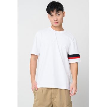 Tricou cu logo brodat - Rosu/Negru/Alb optic