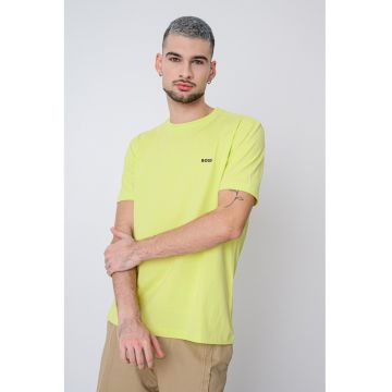 Tricou cu logo discret si decolteu la baza gatului - Verde lime