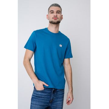 Tricou de bumbac cu insigna logo - Albastru