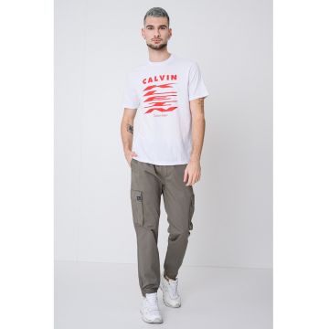 Tricou de bumbac cu logo - Alb