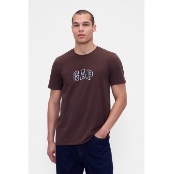 Tricou de bumbac cu logo - Maro inchis