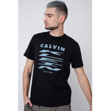 Tricou de bumbac cu logo - Negru/Albastru