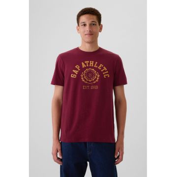 Tricou de bumbac cu logo - Visiniu