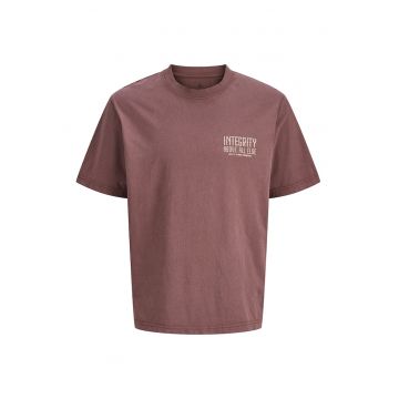 Tricou de bumbac organic cu imprimeu pe partea din spate - Rosu stins