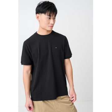 Tricou din amestec de bumbac organic si logo discret brodat - Negru