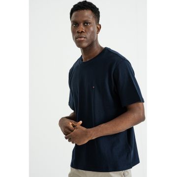 Tricou din bumbac cu decolteu rotund - Albastru ultramarin