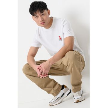 Tricou din bumbac cu insigna logo - Alb/Negru/Rosu vermillion