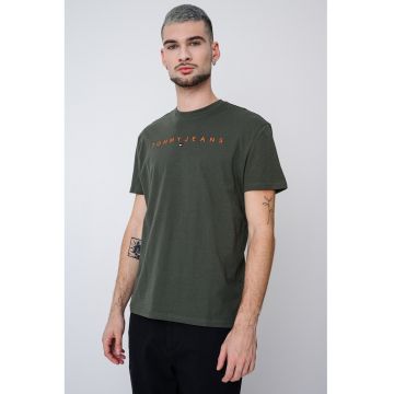 Tricou din bumbac cu logo brodat - Verde