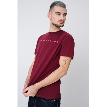 Tricou din bumbac cu logo brodat - Visiniu
