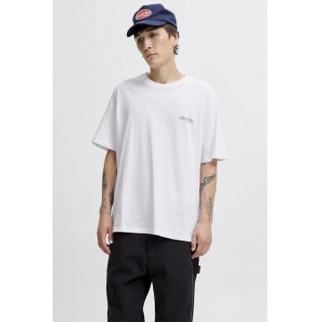 Tricou lejer cu imprimeu pe partea din spate - Alb/Verde/Albastru indigo