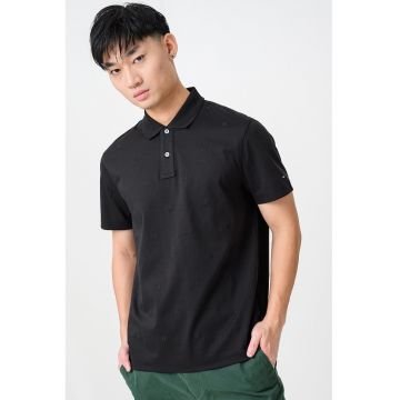 Tricou polo cu model monograma - Negru