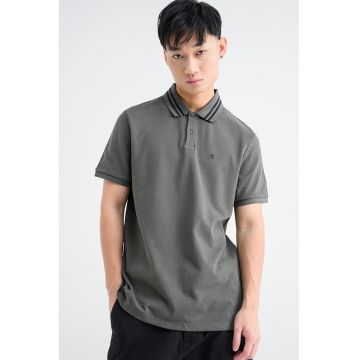 Tricou polo din bumbac - Alb/Kaki