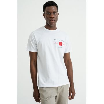 Tricou regular fit cu imprimeu logo pe piept - Alb optic