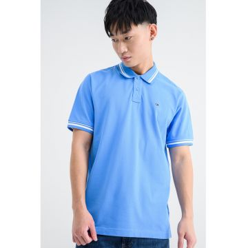 Tricou regular fit cu terminatii contrastante - Alb/Albastru deschis