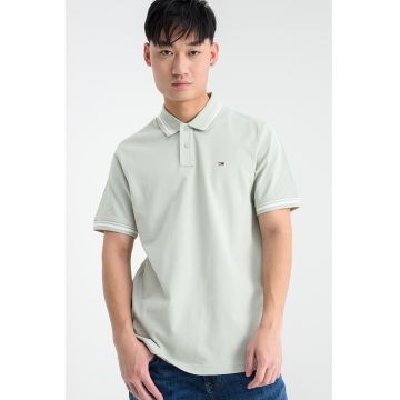 Tricou regular fit cu terminatii contrastante - Alb/Verde pal