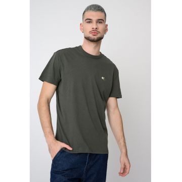Tricou regular fit de bumbac cu logo discret - Verde