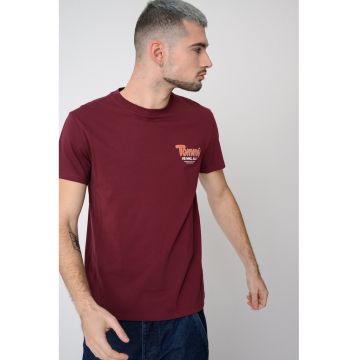 Tricou slim fit cu logo - Visiniu