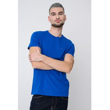 Tricou slim fit de bumbac - Albastru