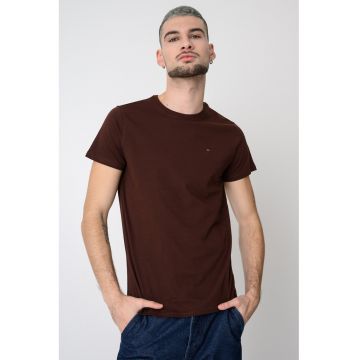 Tricou slim fit de bumbac - Maro inchis