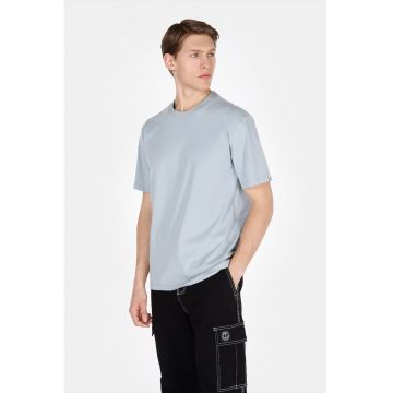 Tricou uni de bumbac - Albastru deschis