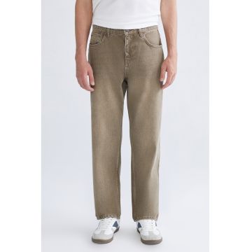 Blugi regular fit cu buzunare - Maro melange