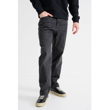 Blugi relaxed-fit cu talie medie - Gri inchis melange