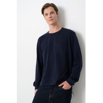 Bluza cu buzunar pe piept - Albastru ultramarin