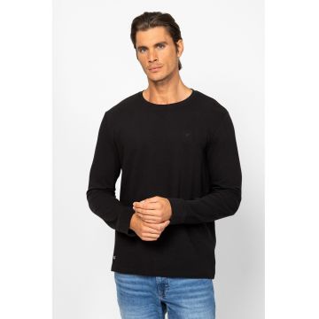 Bluza cu decolteu la baza gatului si striatii - Negru