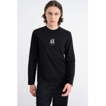 Bluza cu imprimeu logo discret - Alb/Negru