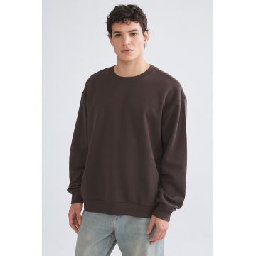 Bluza de trening cu decolteu rotund - Maro inchis