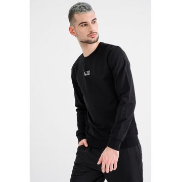 Bluza de trening cu detaliu logo si decolteu la baza gatului - Alb/Negru