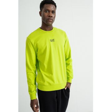 Bluza de trening cu detaliu logo si decolteu la baza gatului - Verde lime