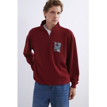 Bluza de trening cu fenta cu femoar - Rosu inchis