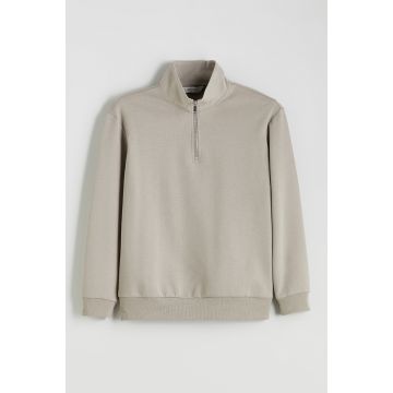 Bluza de trening cu fenta cu fermoar - Grej