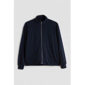 Bluza de trening cu fermoar si guler scurt - Bleumarin