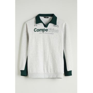 Bluza de trening cu garnituri contrastante - Verde aquamarin/Alb murdar