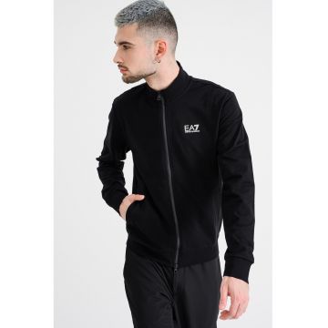 Bluza de trening cu guler inalt si fermoar - Negru/Galben sofran