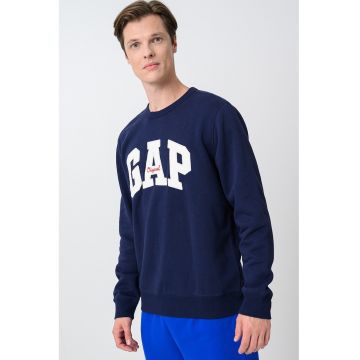 Bluza de trening cu imprimeu si decolteu la baza gatului - Albastru inchis