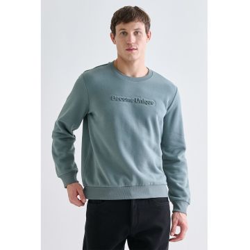 Bluza de trening cu text in relief - Gri cenusiu